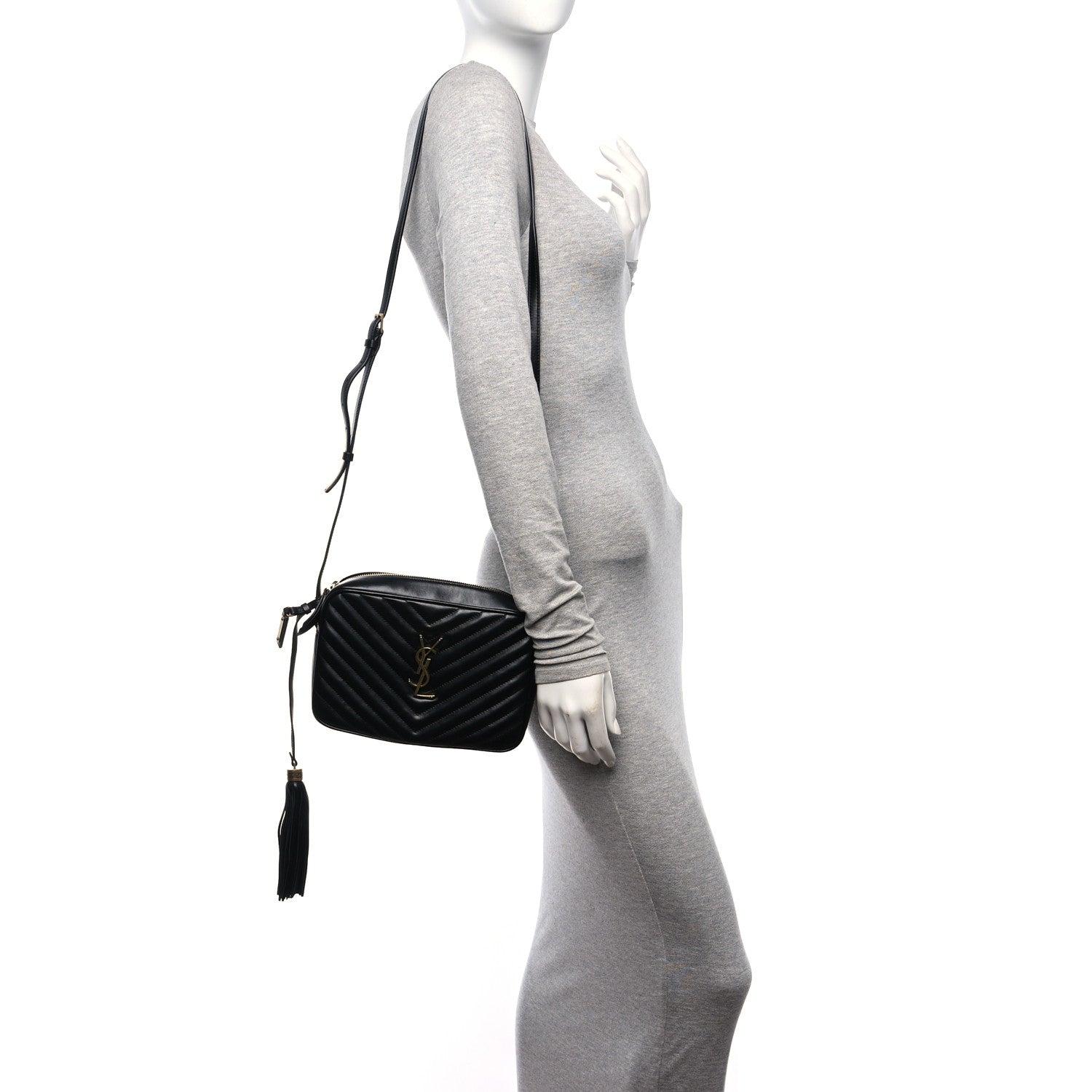 Saint Laurent Calfskin Matelasse Monogram Lou Camera Bag Black 2 of 12