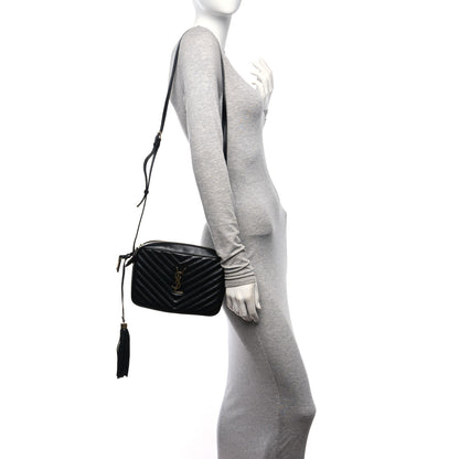 Saint Laurent Calfskin Matelasse Monogram Lou Camera Bag Black 2 of 12