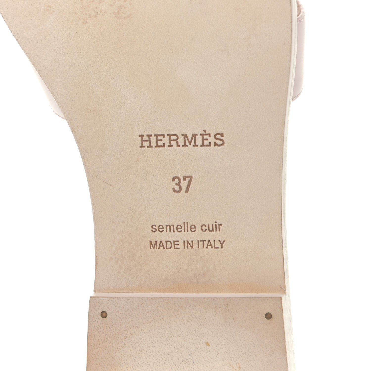 Hermes Box Calfskin Oran Sandals 37 Rose Pale 10 of 12
