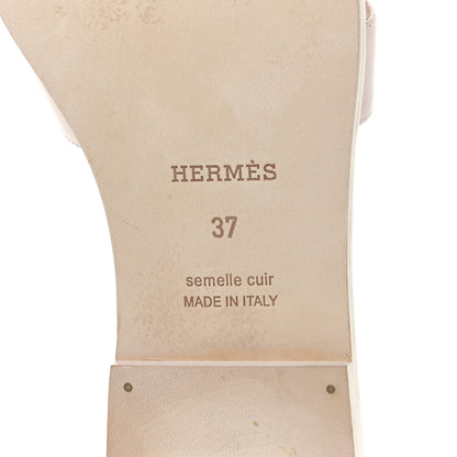 Hermes Box Calfskin Oran Sandals 37 Rose Pale 10 of 12