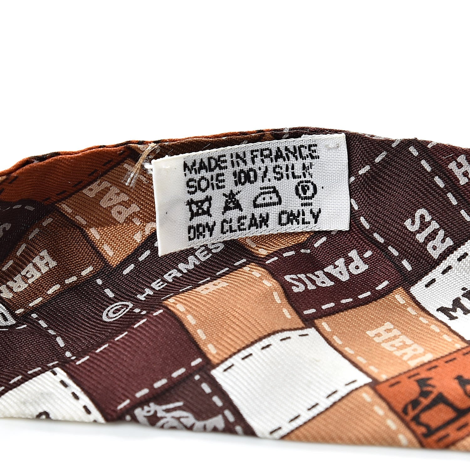 Hermes Silk Bolduc Au Carre Twilly Orange Brun Blanc 3 of 5