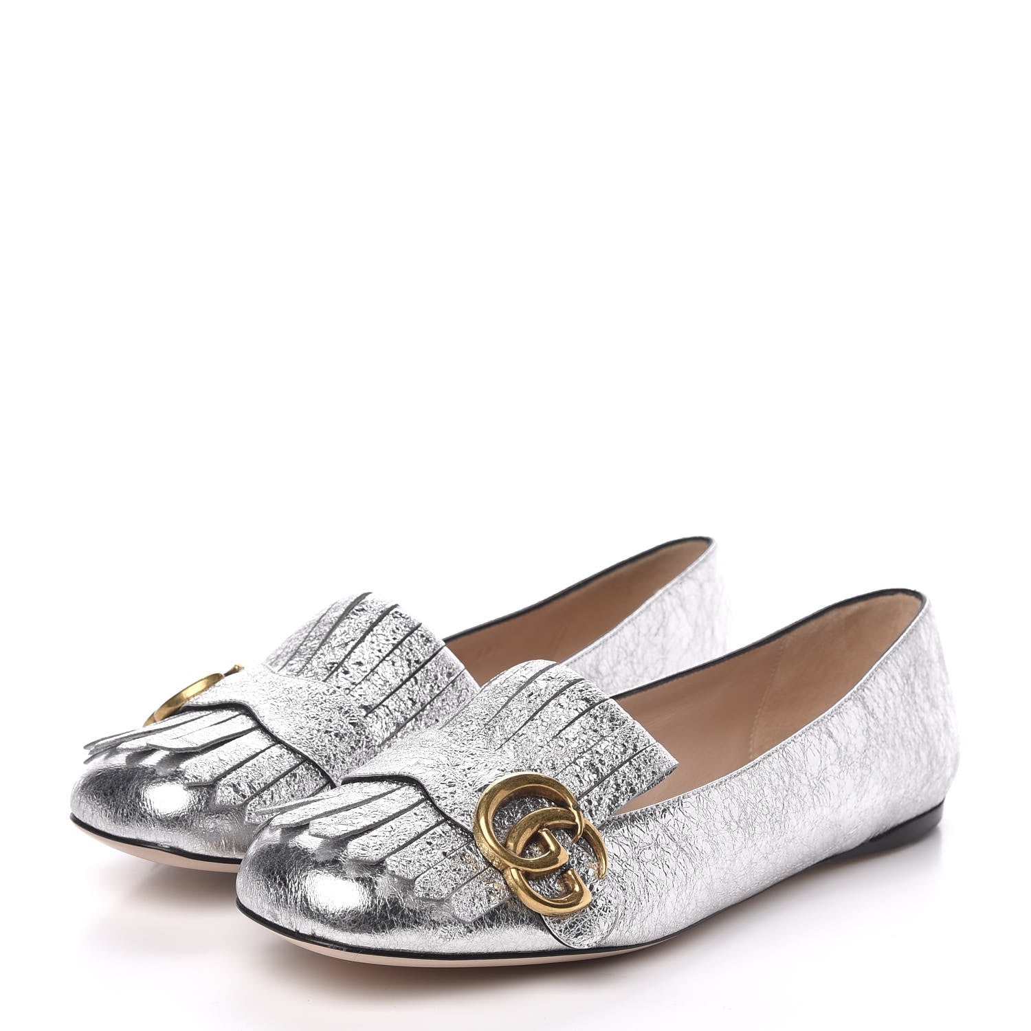 Gucci Galassia GG Marmont Fringe Flats 38.5 Argento 3 of 8