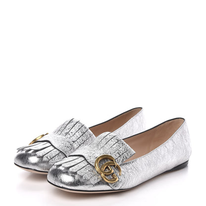 Gucci Galassia GG Marmont Fringe Flats 38.5 Argento 3 of 8