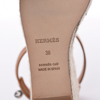 Hermes Calfskin Tivoli Espadrille Wedge Sandals 38 Naturel 6 of 9