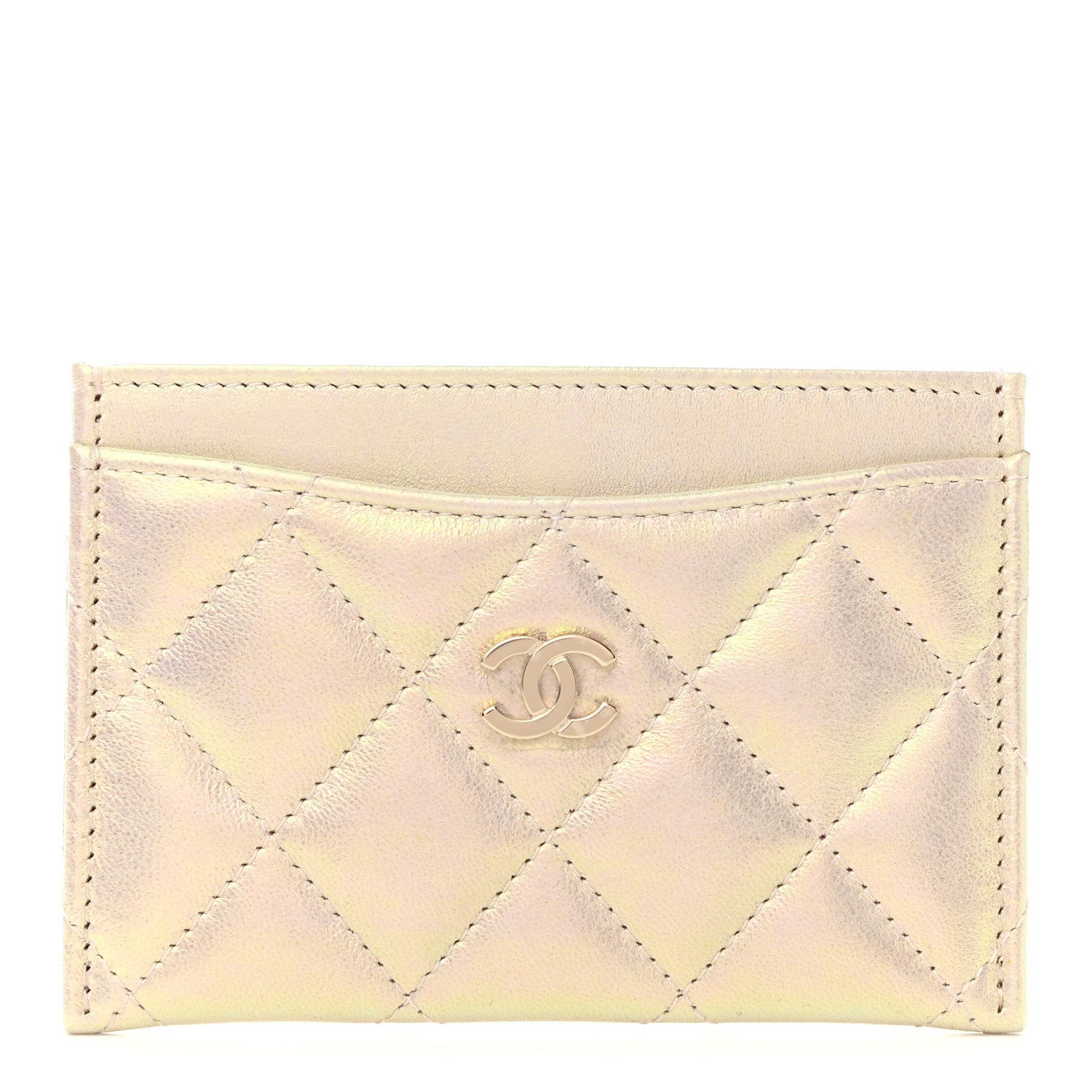 Chanel Iridescent Lambskin Quilted Card Holder Ivory 1 of 8