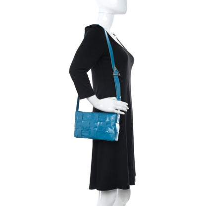 Bottega Veneta Paper Calfskin Maxi Intreccio Cassette Crossbody Bag Blue 2 of 9