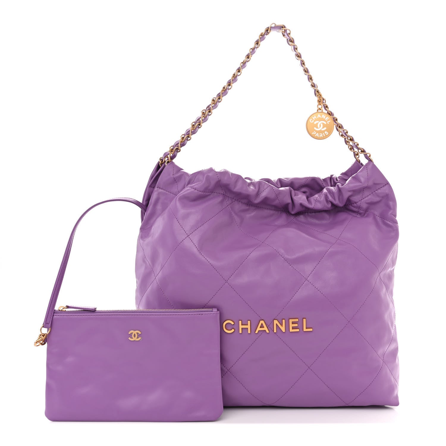 Chanel Shiny Calfskin Quilted Chanel 22 Purple 3 of 11