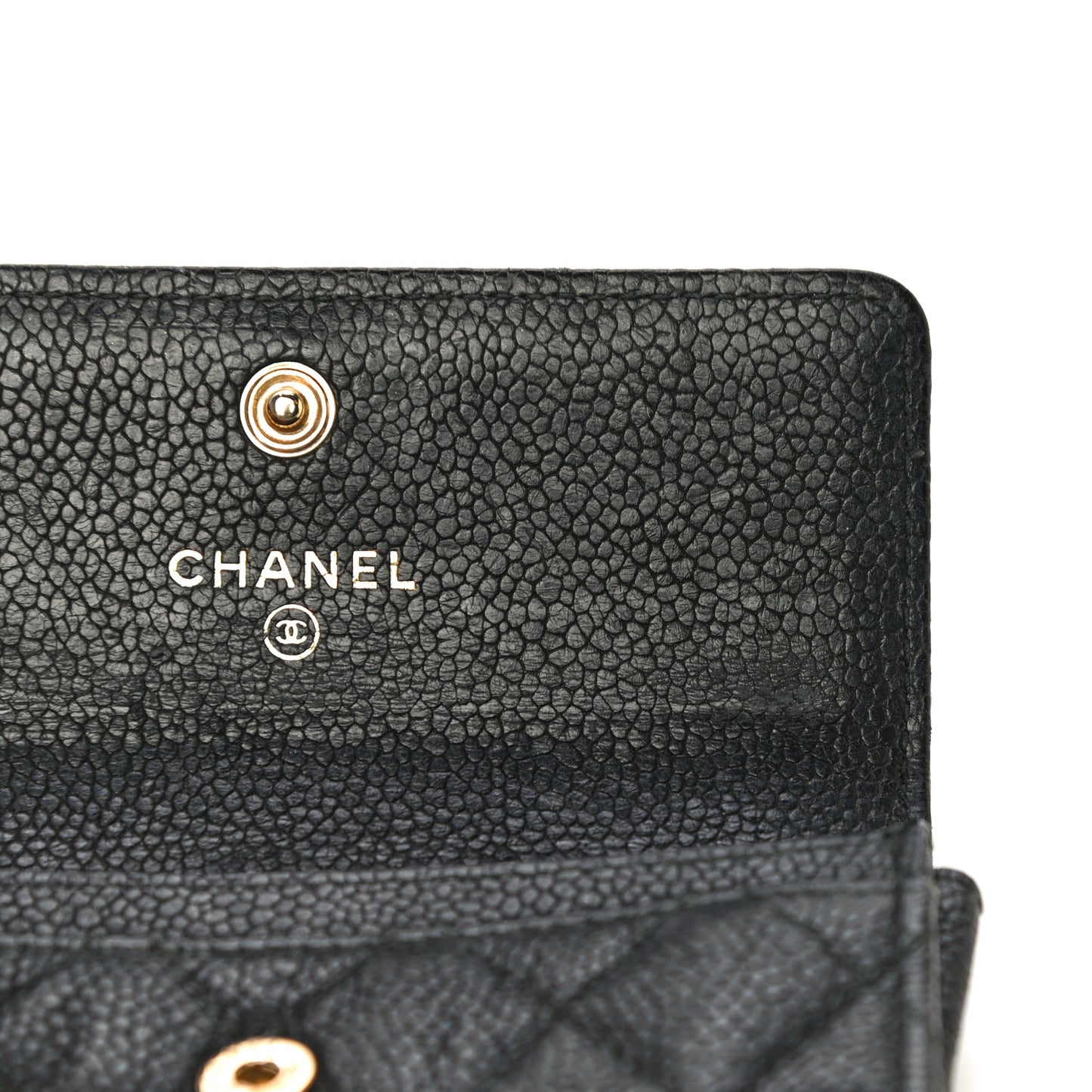 Caviar Quilted Boy Flap Card Holder Black