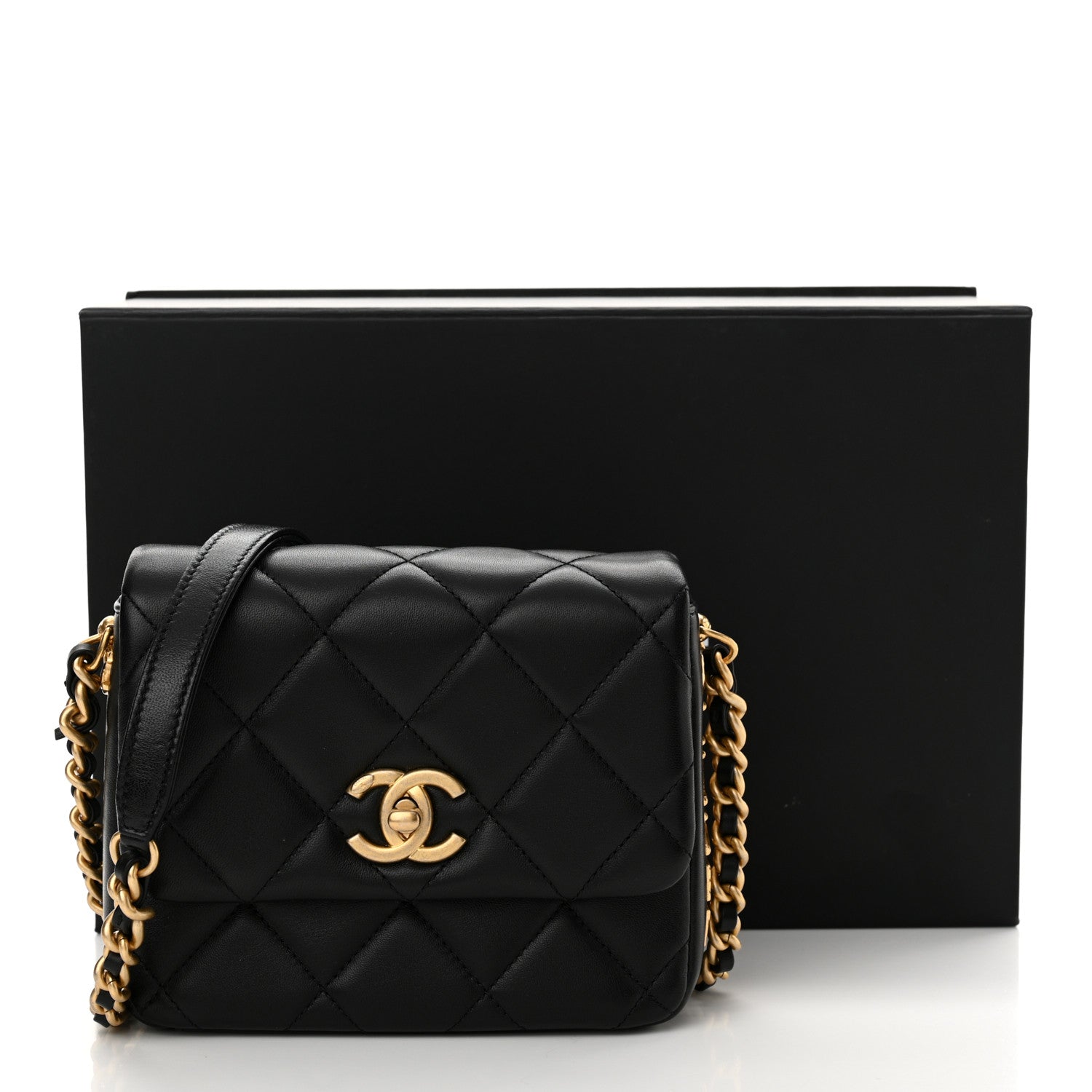 Chanel Lambskin Quilted Mini Side Note Flap Black 11 of 11
