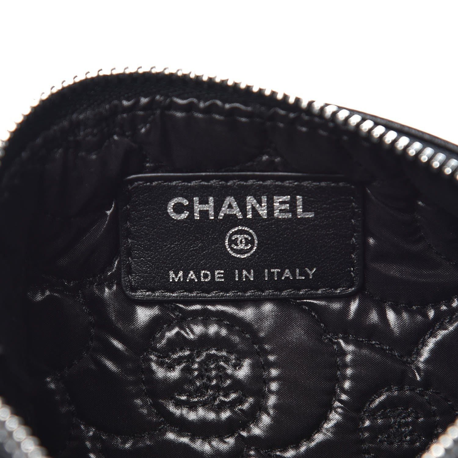 Chanel Goatskin Camellia Embossed Cosmetic Pouch Black 6 of 10