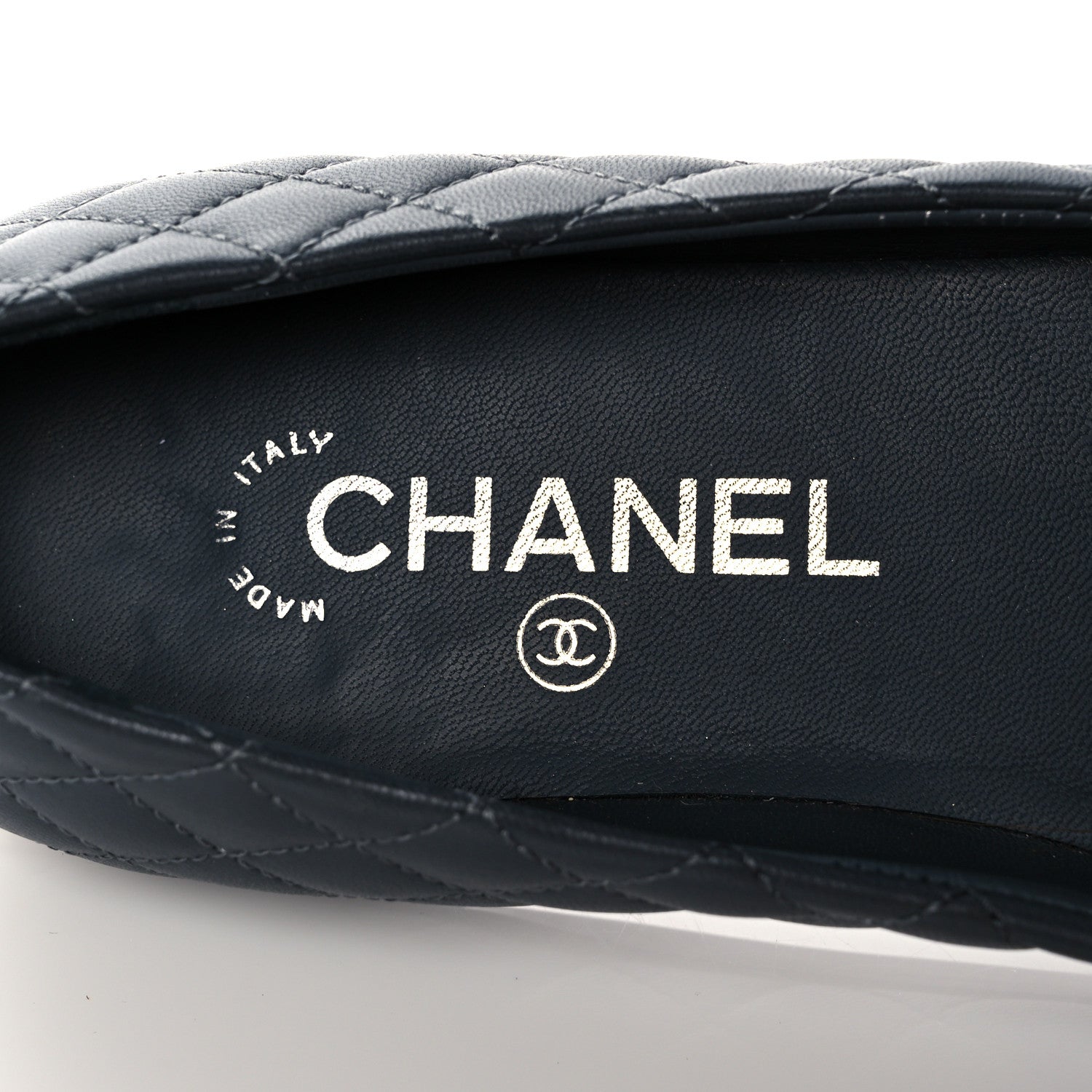 Chanel Lambskin Quilted Cap Toe CC Ballerina Flats 38 Charcoal Black 7 of 11