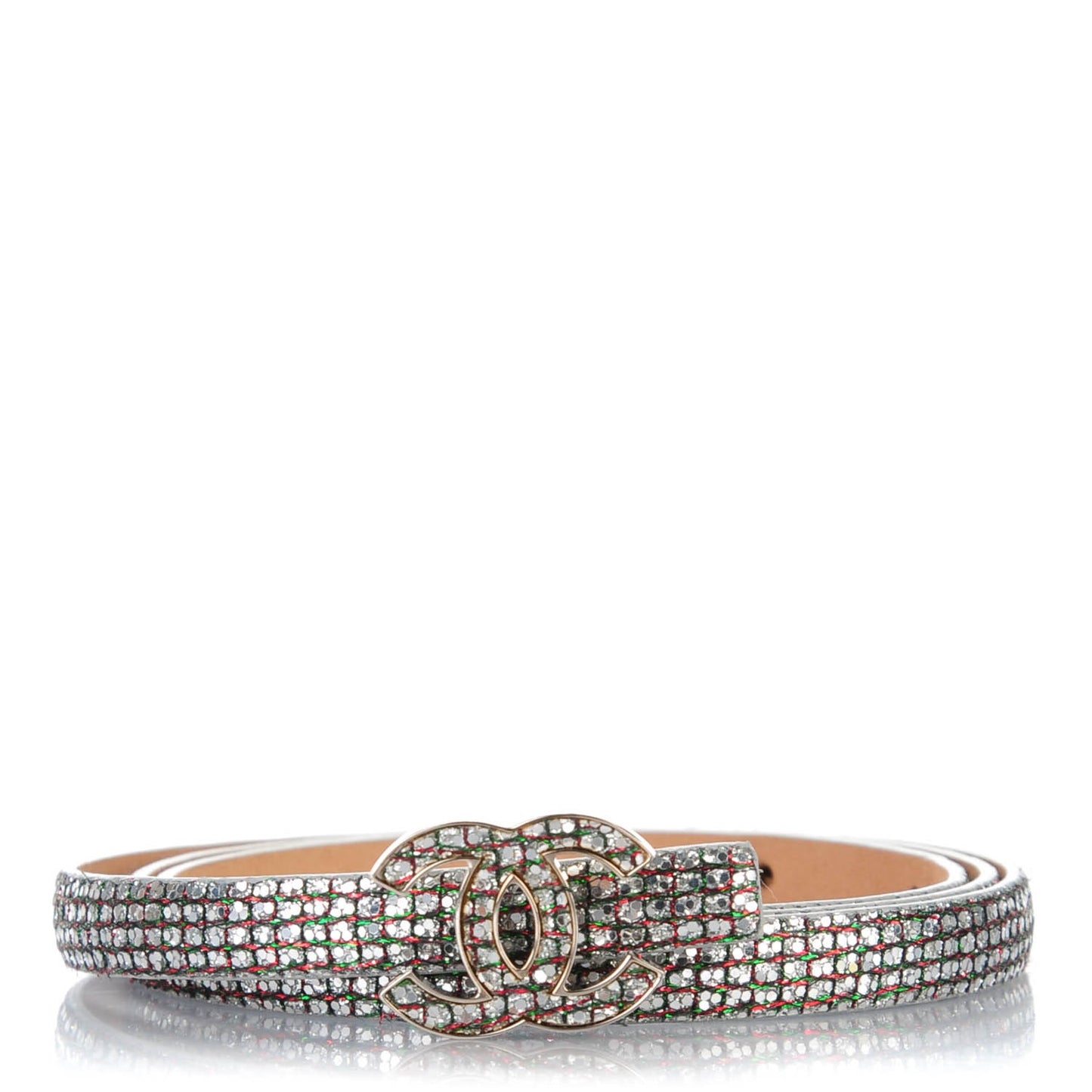 Glitter Skinny CC Belt 75 30 Silver Multicolor