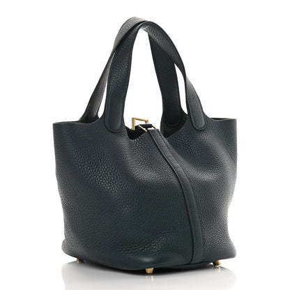 Hermes Taurillon Clemence Picotin Lock 18 PM Vert Cypress 3 of 15