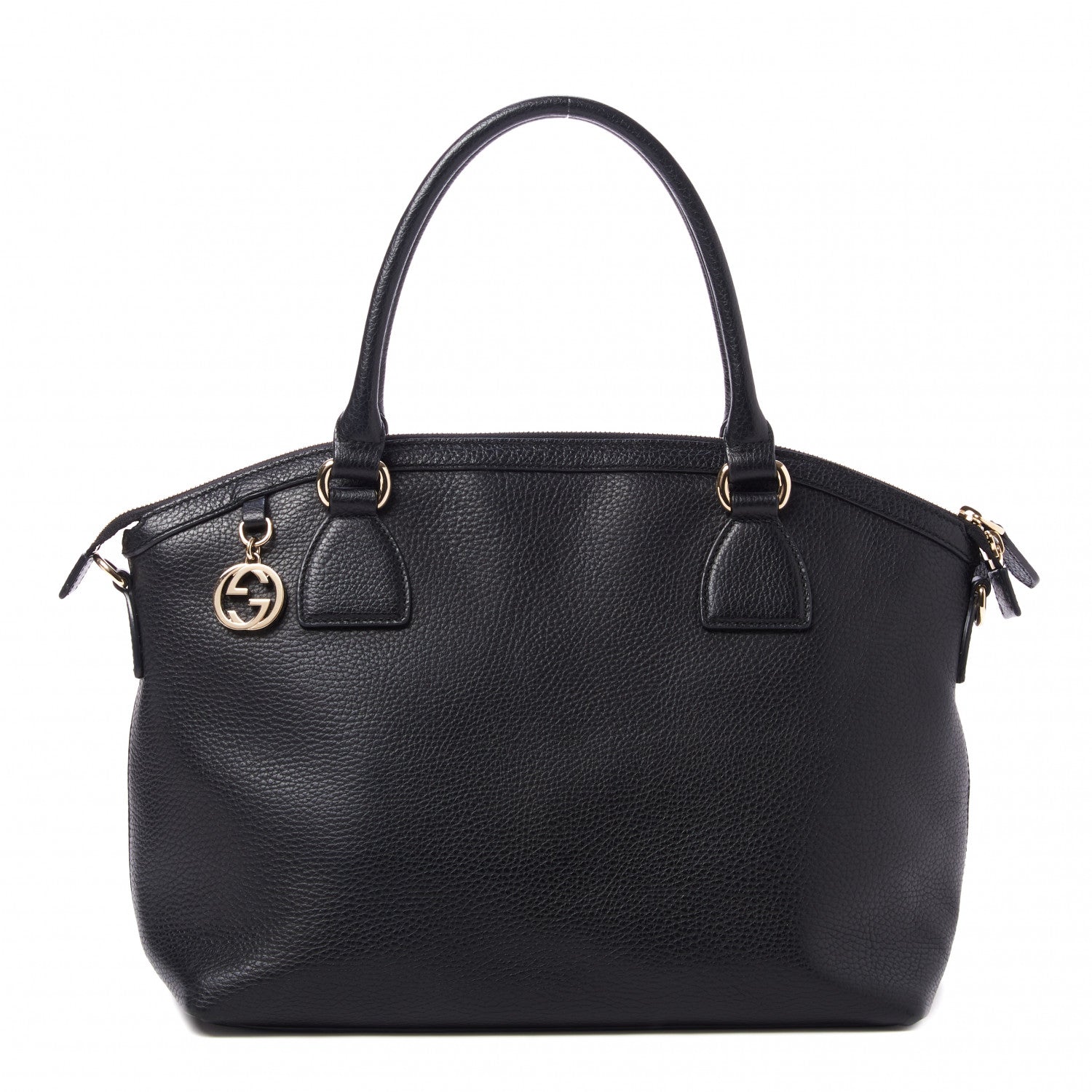 Gucci Dollar Calfskin GG Charm Dome Satchel Black 1 of 8