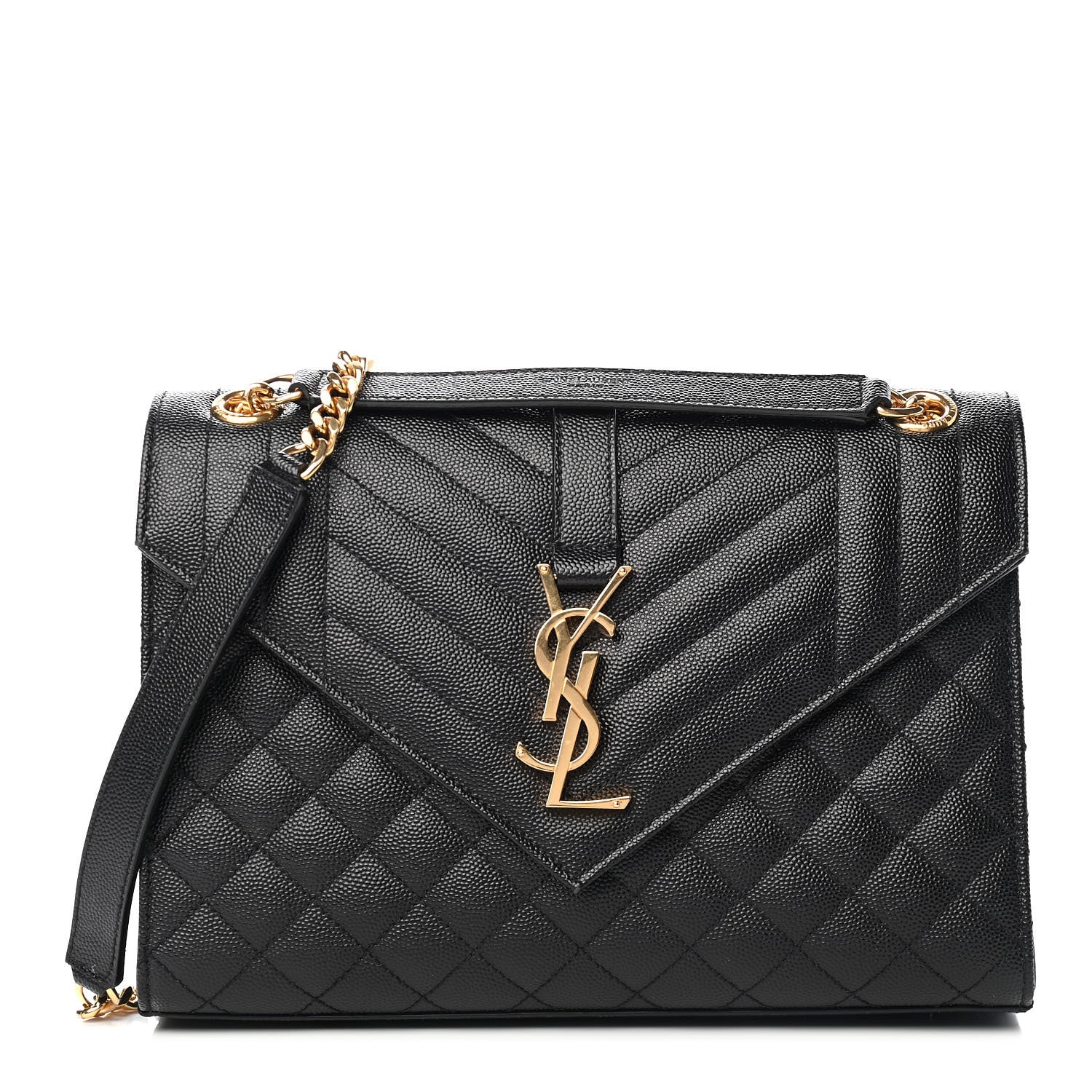 Saint Laurent Grain De Poudre Textured Mixed Matelasse Triquilt Medium Monogram Satchel Black 1 of 11