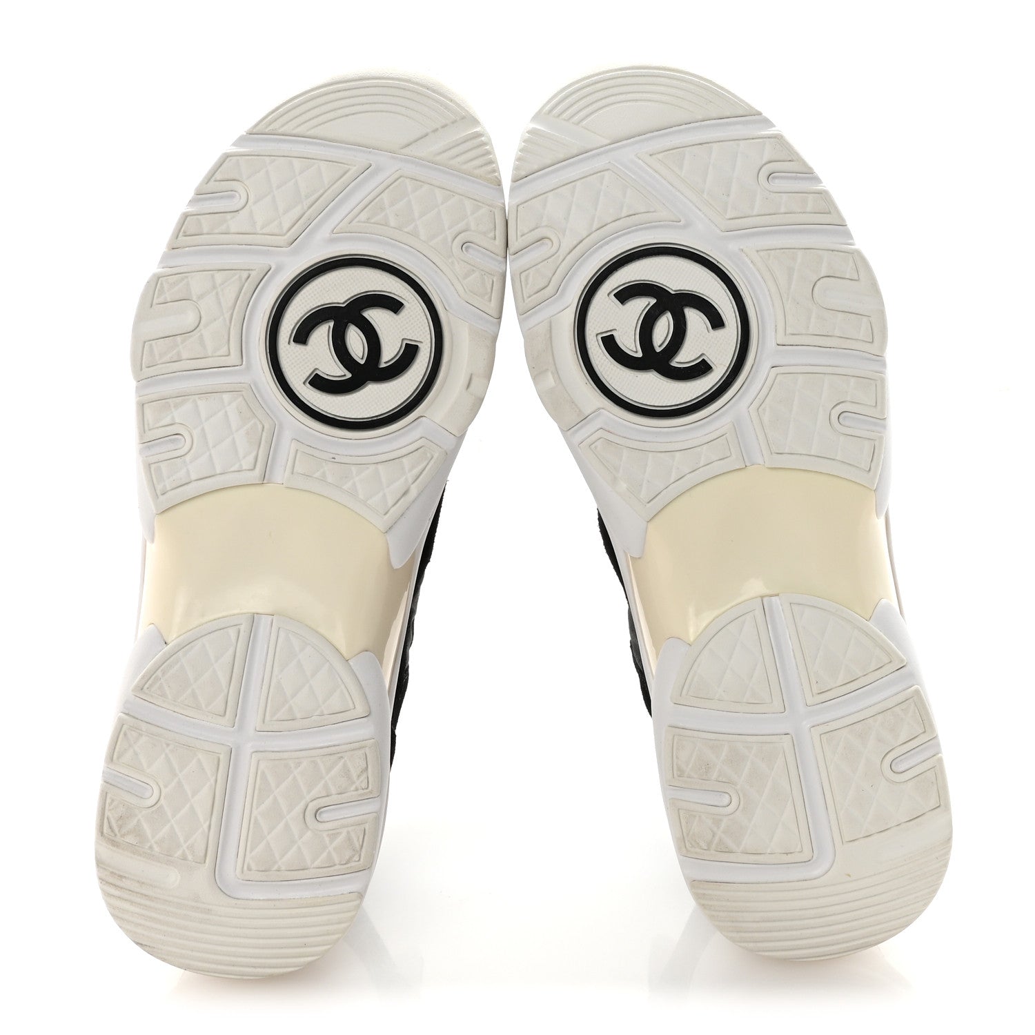 Chanel Fabric Calfskin Suede CC Sneakers 36.5 Black White 6 of 10