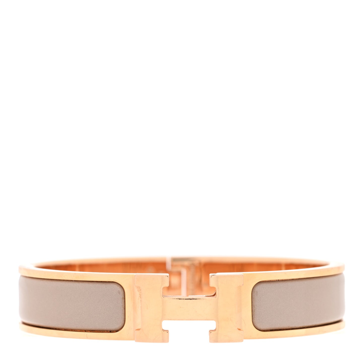 Enamel Narrow Clic Clac H Bracelet PM Marron Glace
