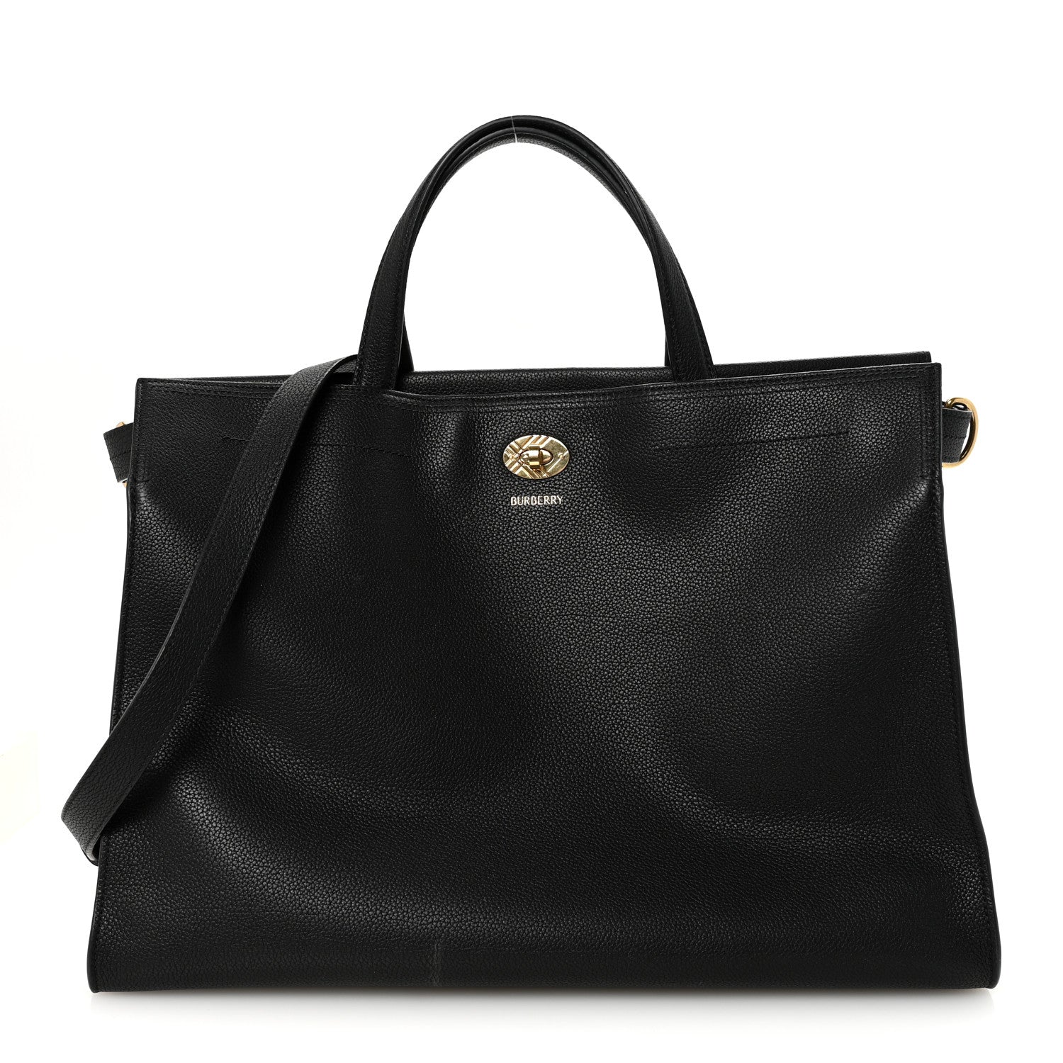 Burberry Grainy Calfskin Nova Check Small Cotswolds Tote Black 1 of 9