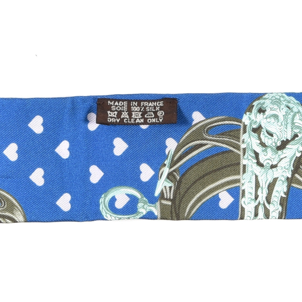 Hermes Silk Brides De Gala Love Twilly Cobalt Kaki Turquoise 3 of 3