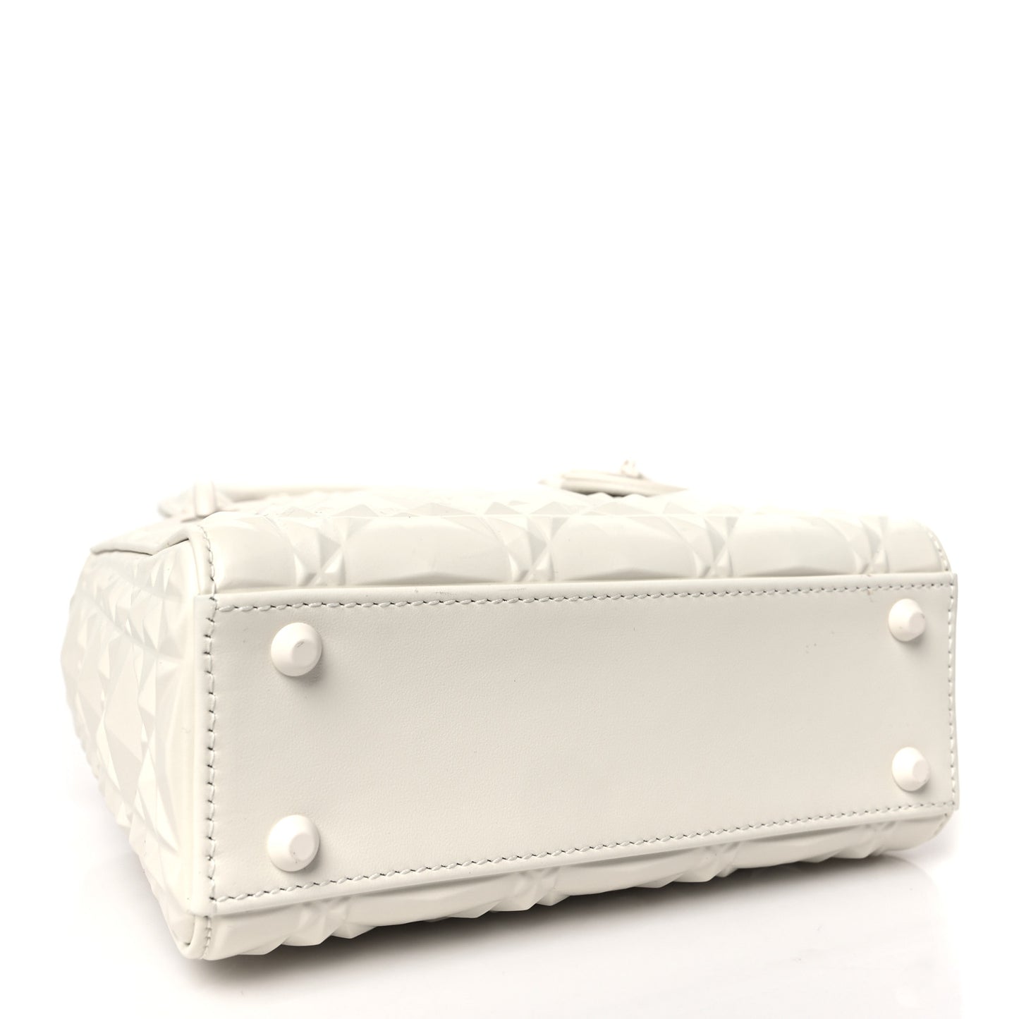 Calfskin Cannage Diamond Mini Lady Dior White