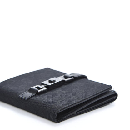 Gucci Monogram Piston Lock Compact Wallet Black 7 of 11