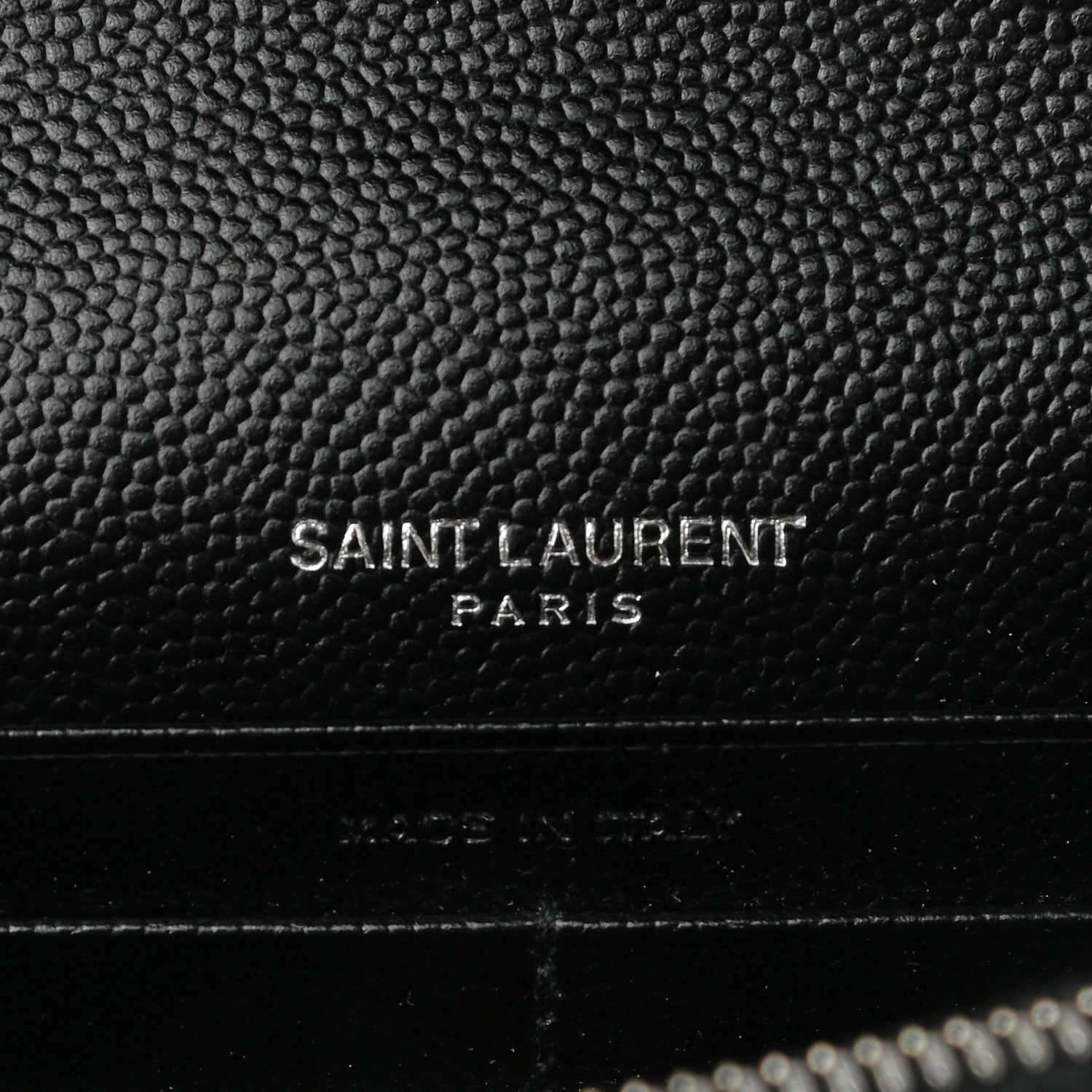 Saint Laurent Grain De Poudre Matelasse Chevron Monogram Envelope Chain Wallet Black 6 of 8
