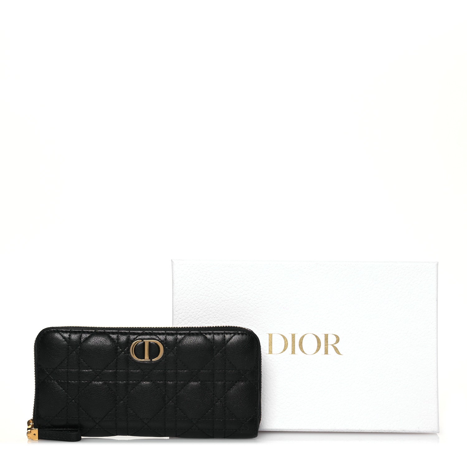 Christian Dior Grained Calfskin Supple Cannage Caro Zip Wallet Black 13 of 13