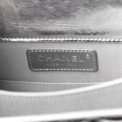 Chanel Metallic Goatskin Quilted North South Boy Flap Silver 6 of 11