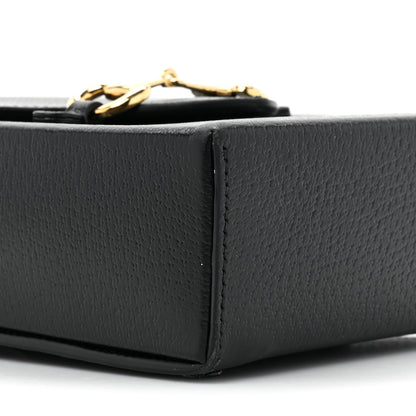 Gucci Textured Dollar Calfskin Mini Horsebit 1955 Crossbody Bag Black 9 of 17