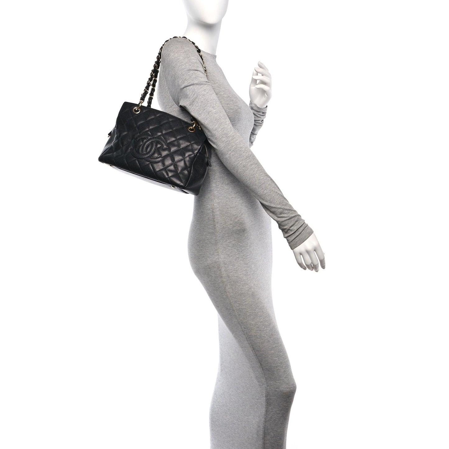 Caviar Quilted Petit Timeless Tote PTT Black