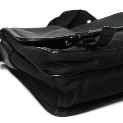 Prada Tessuto Nylon Saffiano Large Double Snap Buckle Messenger Bag Black 9 of 10
