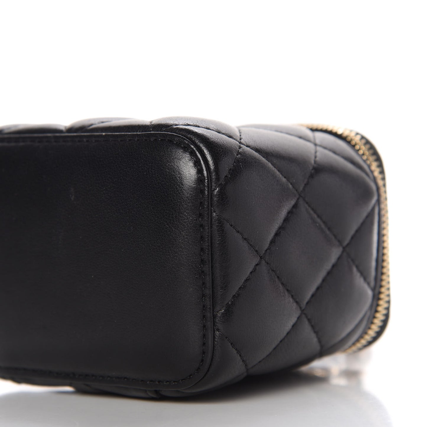 Lambskin Quilted Mini Vanity Case With Chain Black