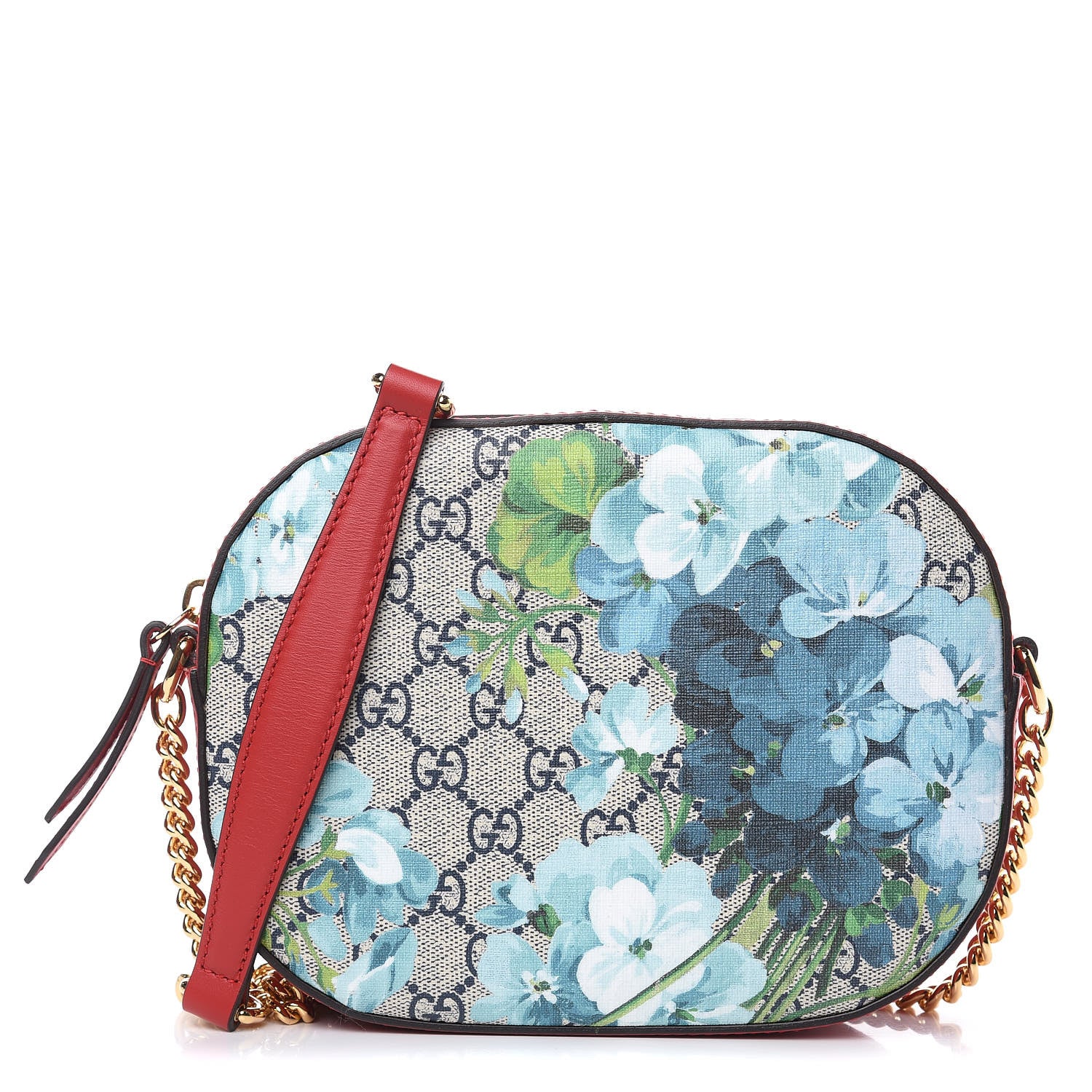 Gucci GG Supreme Monogram Blooms Mini Chain Shoulder Bag Beige Blue Navy Hibiscus Red 1 of 10