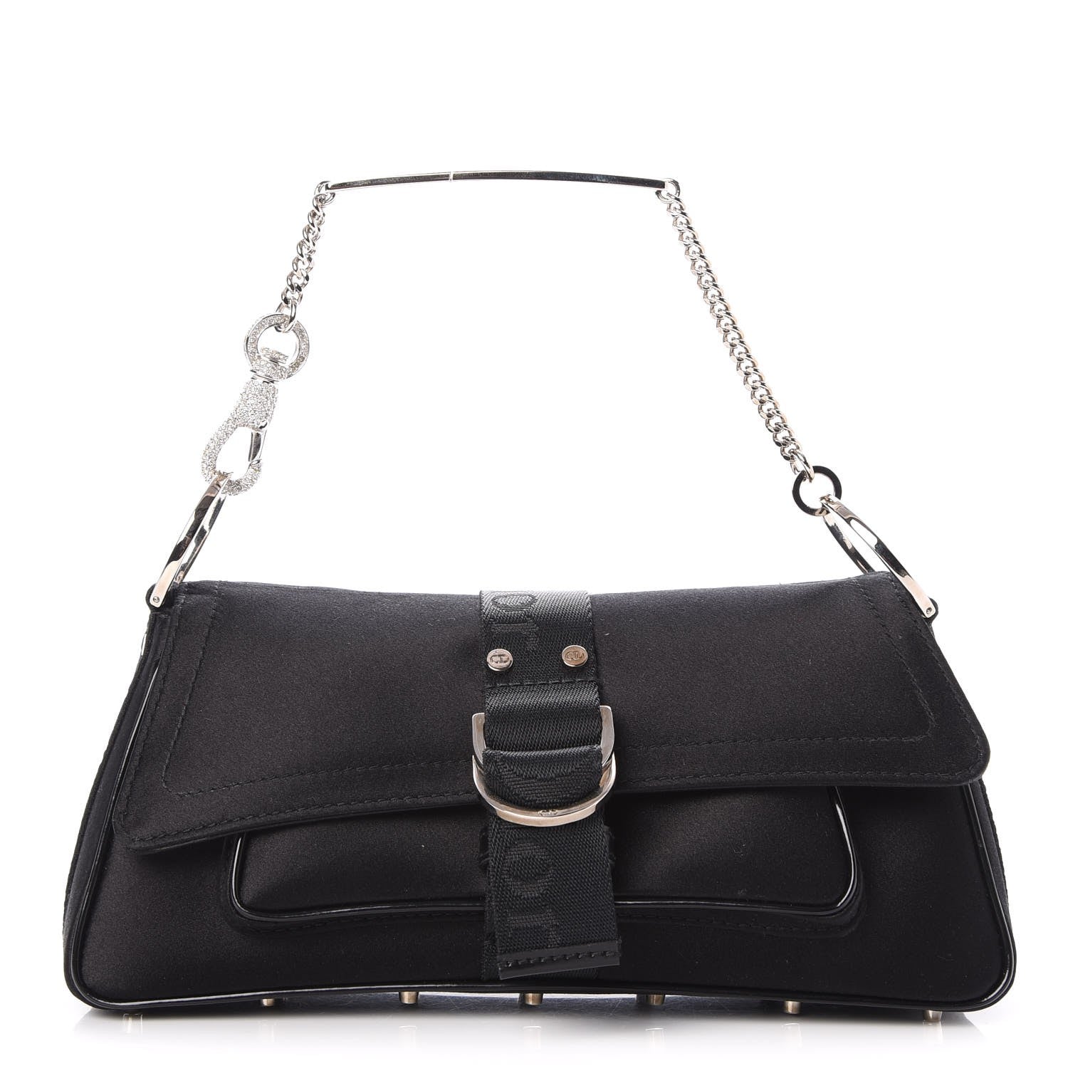 Christian Dior Satin Crystal Hardcore Clutch Black 1 of 7