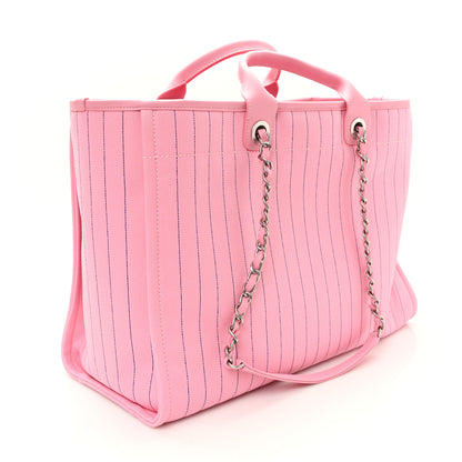 Chanel Canvas Calfskin Striped Large Deauville Tote Pink Blue 4 of 11