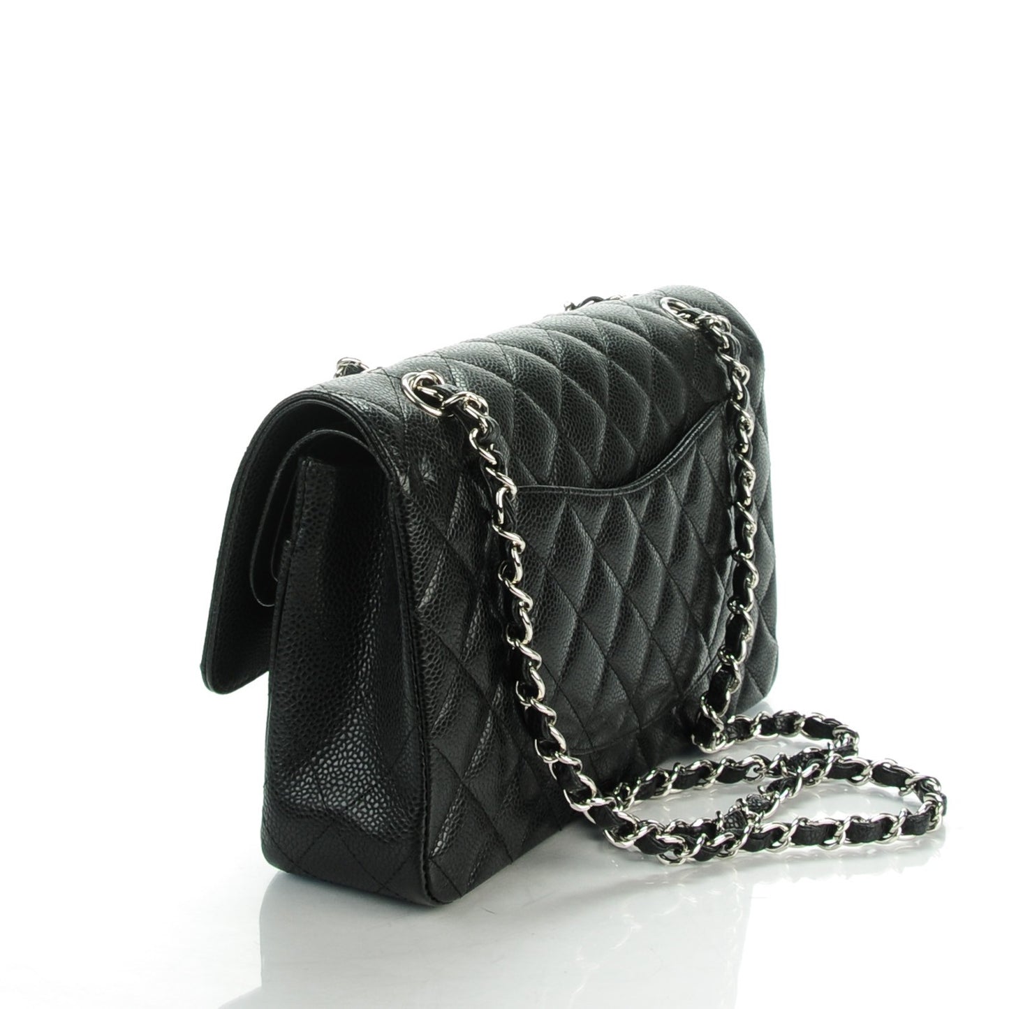 Caviar Quilted Medium Double Flap Black