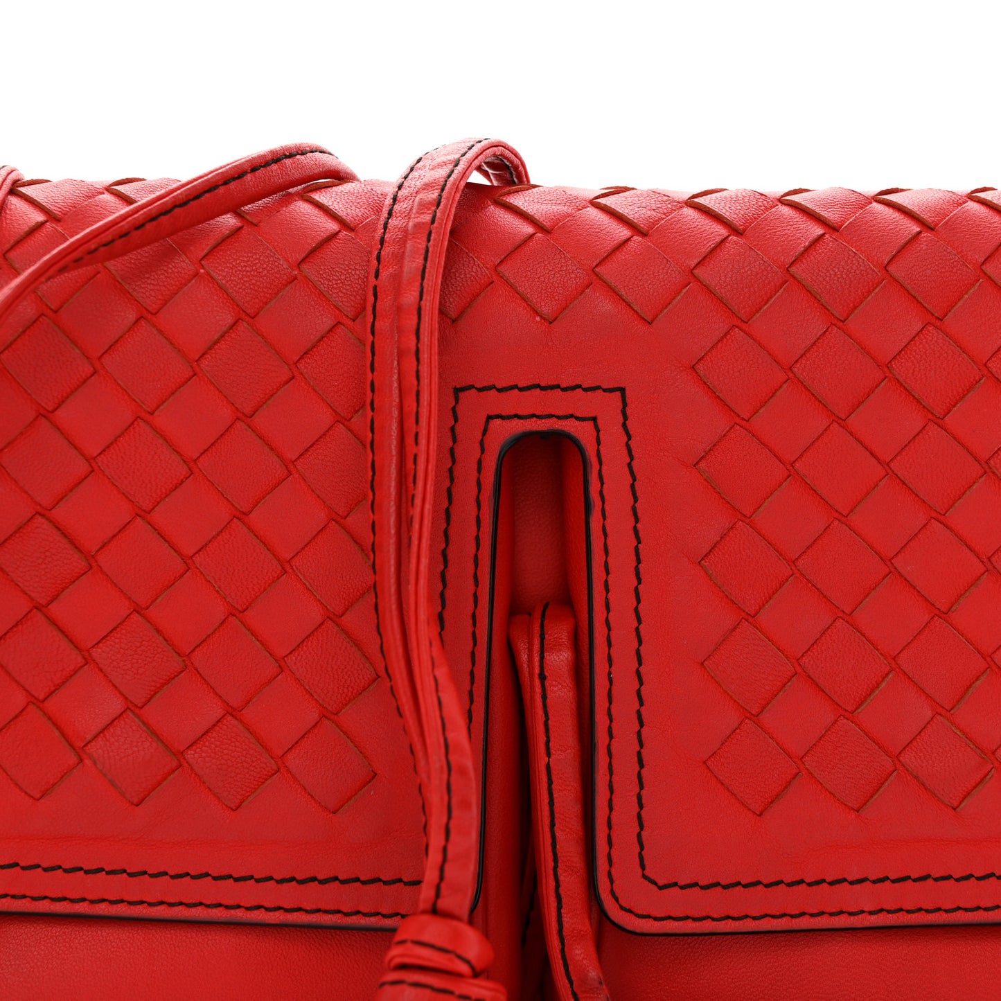 Nappa Intrecciato Small Double Pocket Flap Red