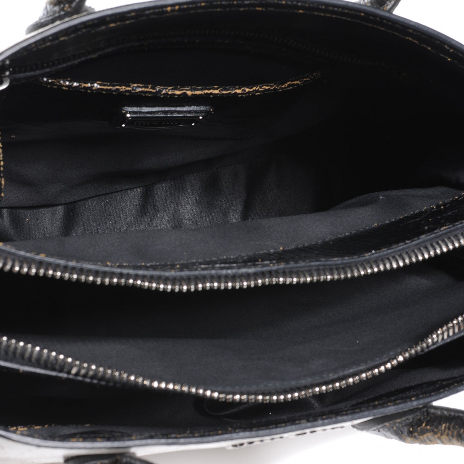 Miu Miu Leather Craquele Handbag Talco and Ebano 6 of 8