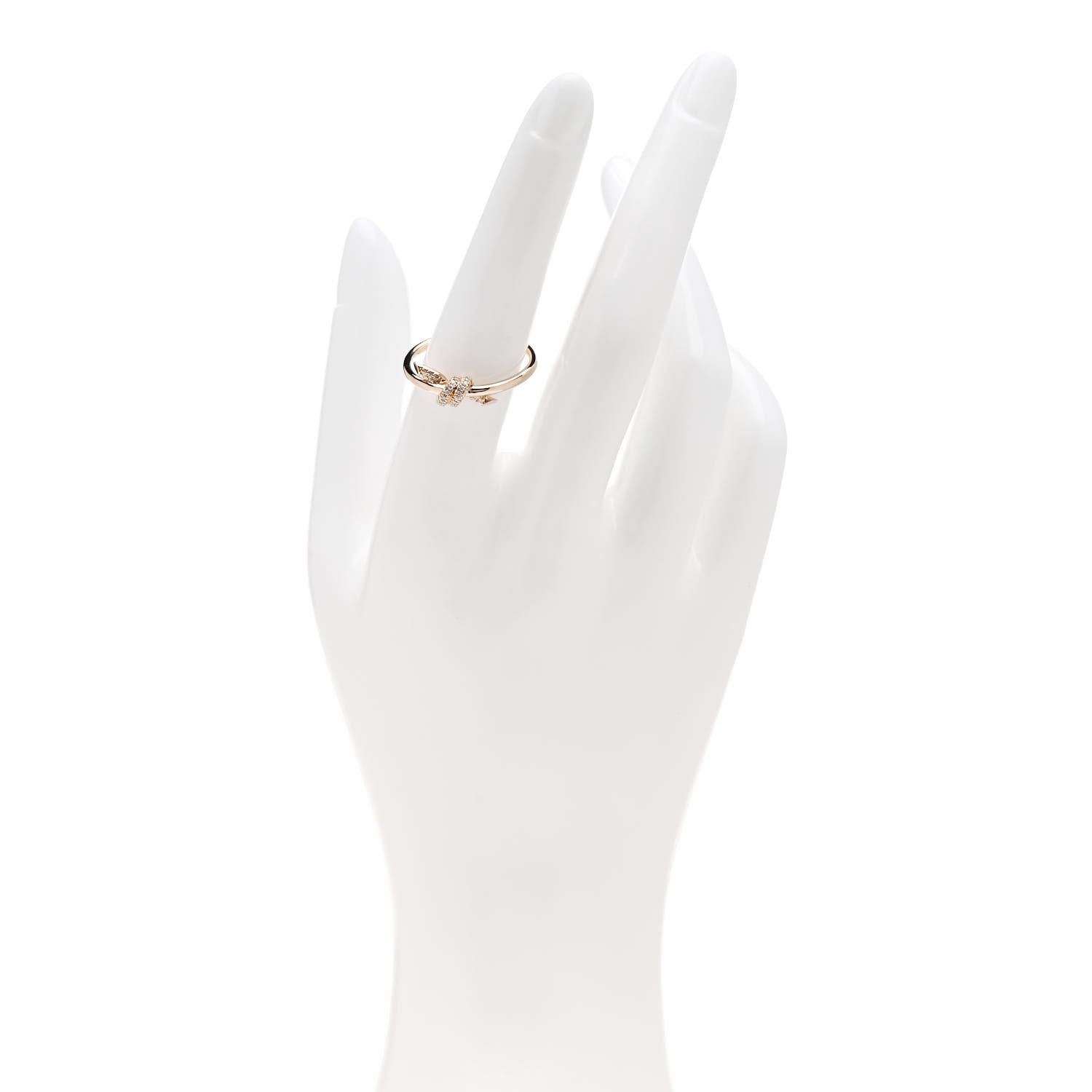 Tiffany 18K Rose Gold Diamond Small Knot Ring 55 7.25 2 of 5