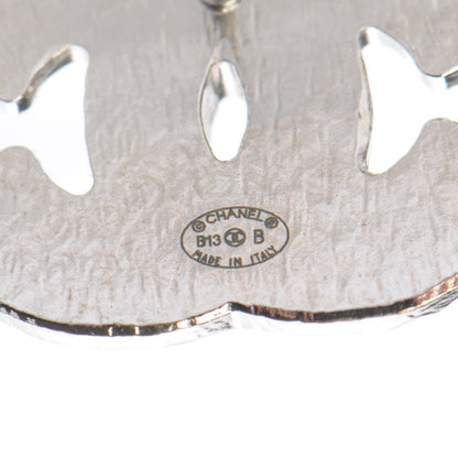 Chanel Enamel CC Earrings Black Silver 5 of 7
