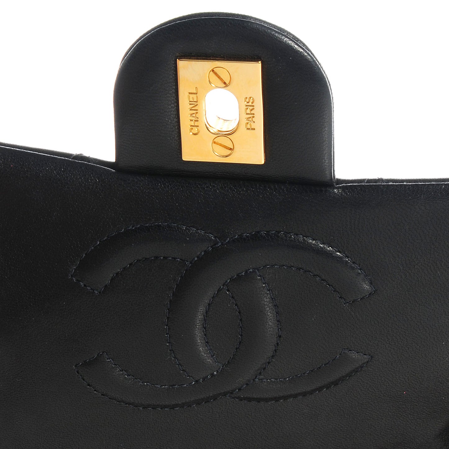 Lambskin Quilted Mini Square Flap Black