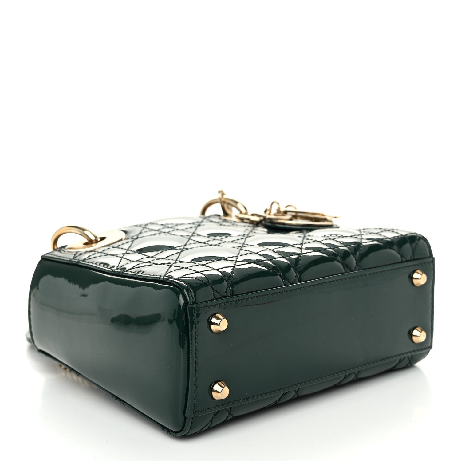 Christian Dior Patent Cannage Mini Lady Dior Pine Green 4 of 10
