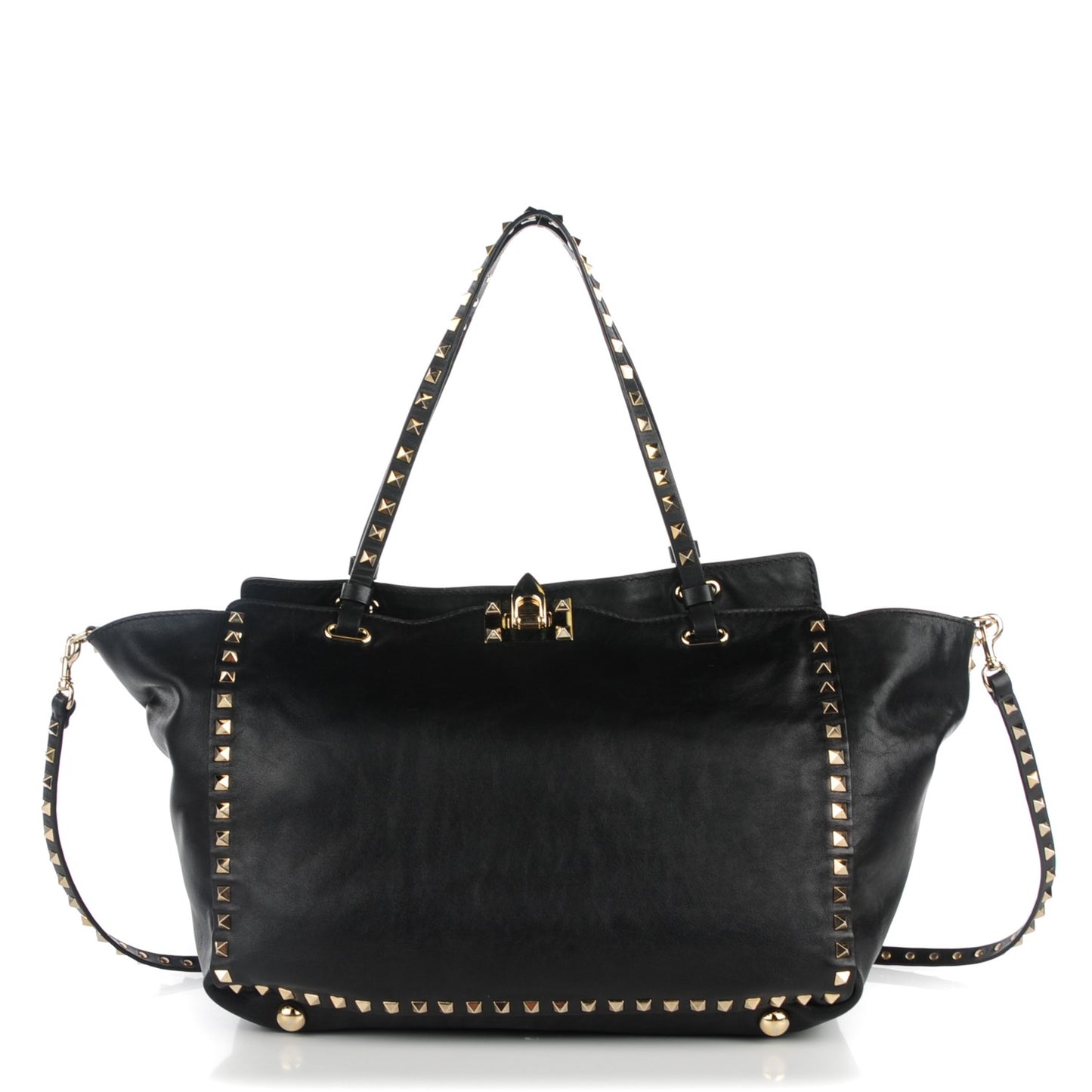 Vitello Medium Rockstud Tote Black
