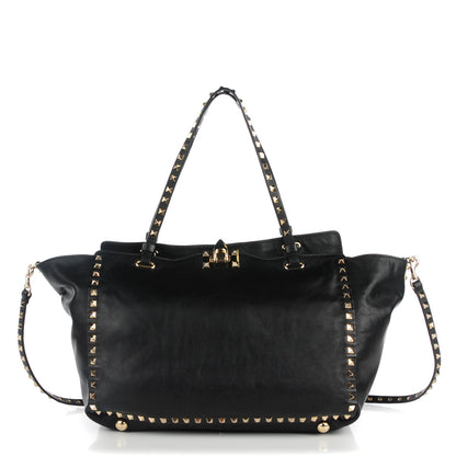 Valentino Garavani Vitello Medium Rockstud Tote Black 1 of 7