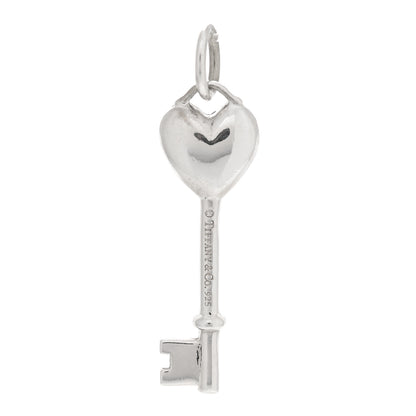 Tiffany Sterling Silver Diamond Heart Key Pendant 3 of 4