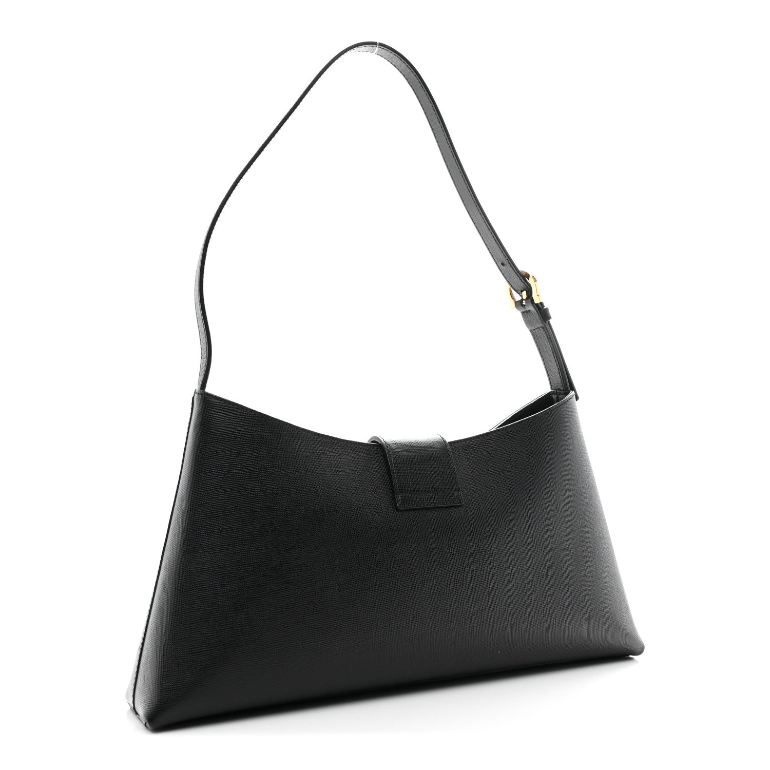 Salvatore Ferragamo Saffiano Trifolio Shoulder Bag Black 3 of 9