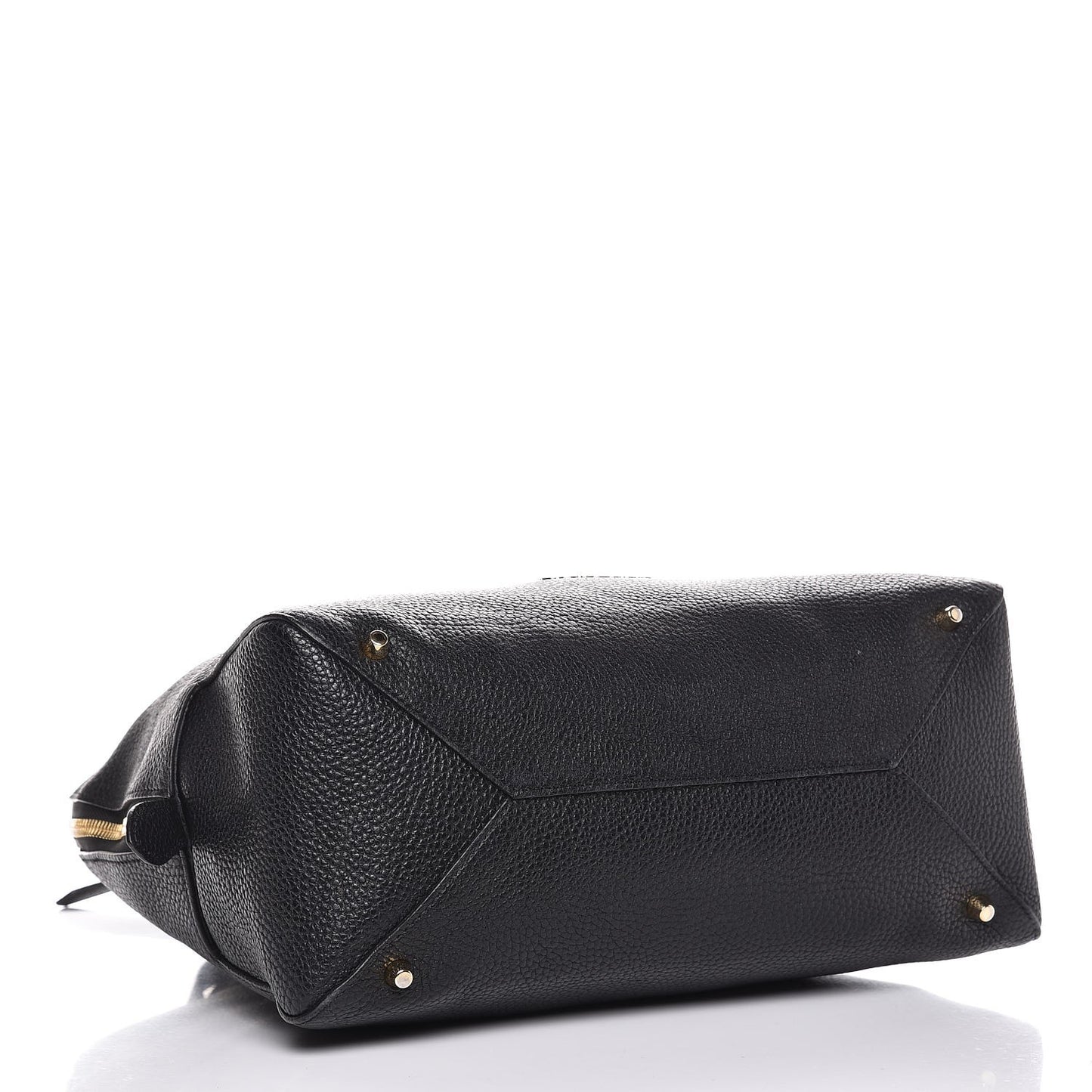 London Grainy Calfskin Medium Greenwood Bowling Bag Black