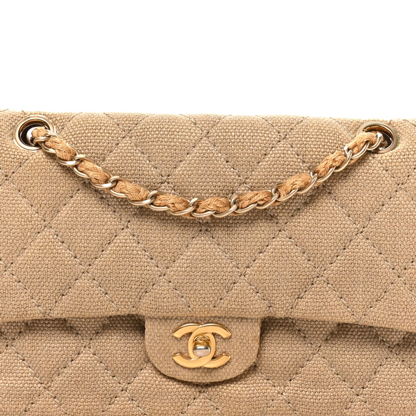 Jersey Quilted Small Single Flap Beige