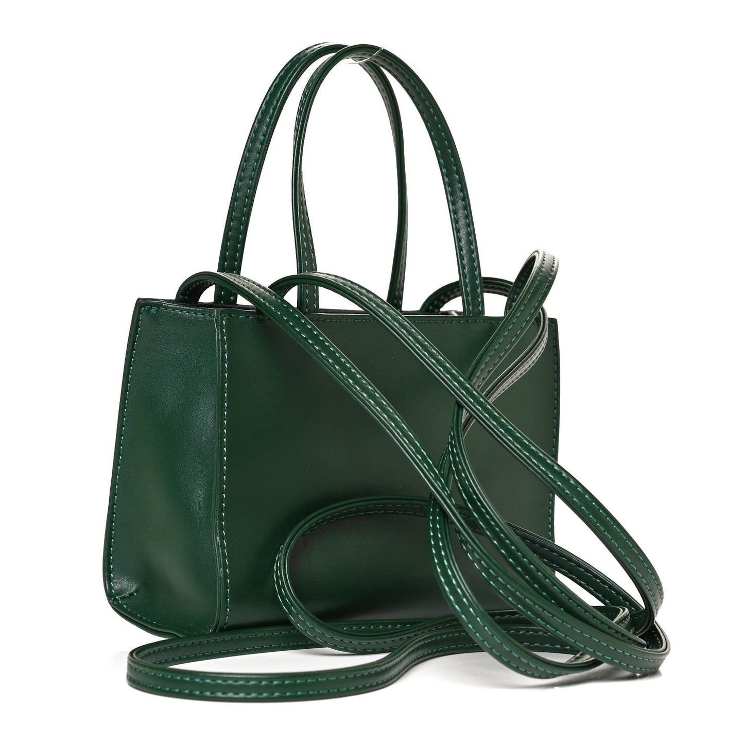 Vegan Leather Small Shopping Bag Dark Olive