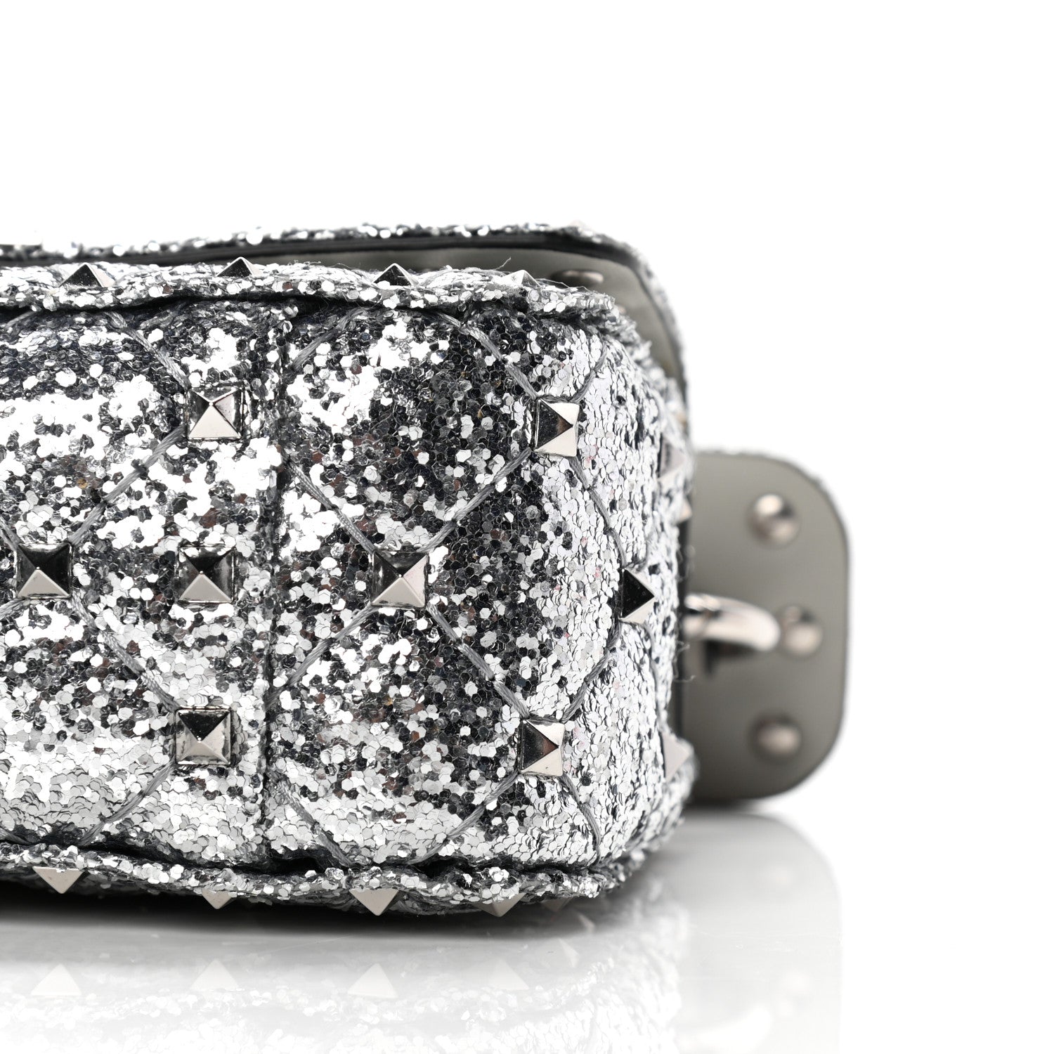 Valentino Garavani Glitter Mini Rockstud Spike Shoulder Bag Silver 7 of 8